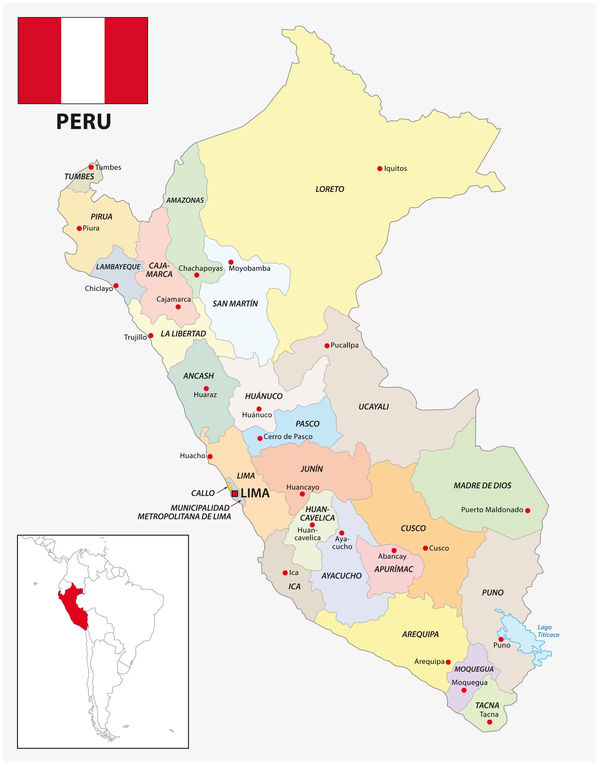 Map of Peru showing GENA territories